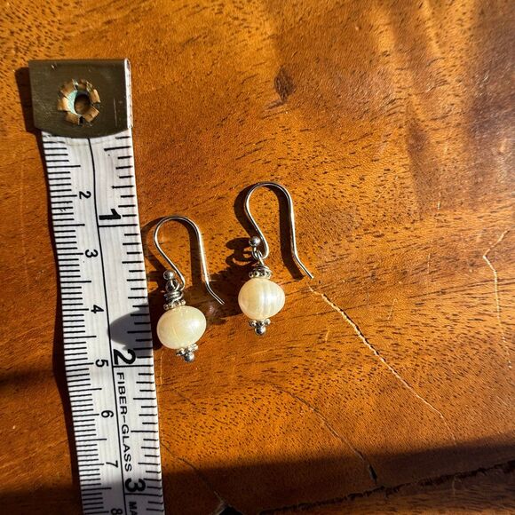 Dainty Freshwater Pearl Drop Earrings Stainless Steel Ear Wire - Picture 9 of 10